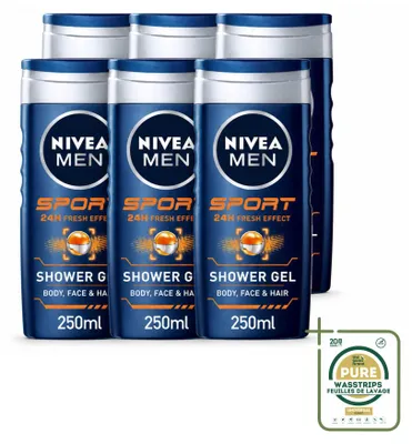 Produktbild von 6 x NIVEA MEN Sport Douchegel - 250 ml - Vorratspackung - 6 Stücke