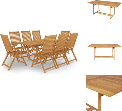 Produktbild von vidaXL 9-tlg. Garten-Essgruppe Massivholz Teak -  Gartenmöbel-Sets