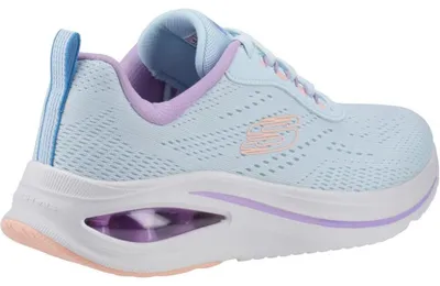 Image de Skechers, chaussures pour femmes, modèle Skech-AIR META, semelle amortissante, revêtement en mesh bleu clair, taille 40