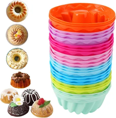 Produktbild von 24er Mini Gugelhupfform Silikon Backform Set BPA-frei Kuchen Dessert Gelee
