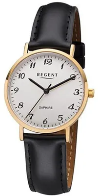 Produktbild von Regent 12100672 Damen-Armbanduhr, Edelstahl-Gehäuse, Leder-Armband
