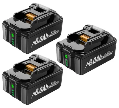 Zdjęcie produktu dla Akumulator 18V do narzędzi Makita - akumulator litowo-jonowy zamienny - pojemność 8000mAh - zestaw 3 sztuki - kompatybilny z modelami BL1830 i BL1860