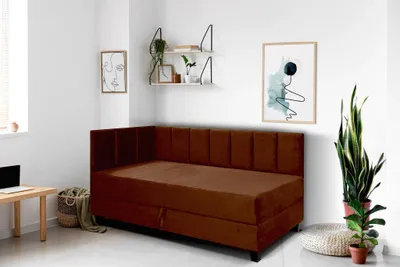 Produktbild von Jugendbett Einzelbett Eryk Boxspringbett mit Matratze Kinderbett Bettkasten 100 x 200 cm Links Paris 141 – braun