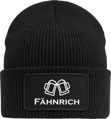 Produktbild von Huuraa Beanie Fähnrich Schützenfest Black doppellagige Polyacryl Mütze mit Patch Geschenkidee