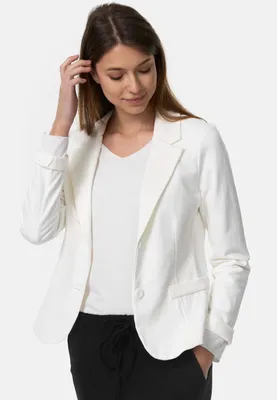 Produktbild von Rayshyne Damen Kurzblazer Sportliches Sakko Business Blazer mit Reverskragen Weiß in Einheitsgröße Gr. L - 40 PM11