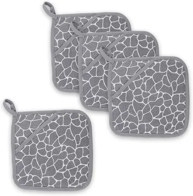 Produktbild von 4 Topflappen mit Tasche aus Silikon und Baumwolle, 20 cm