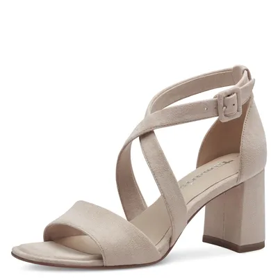 Produktbild von Tamaris Damen Sandalette gekreuzte Riemen Karree Blockabsatz 1-28310-42, Größe:40 EU, Farbe:Beige