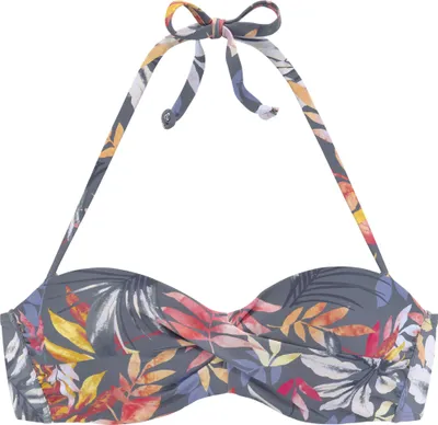 Produktbild von VIVANCE Bügel-Bandeau-Bikini-Top grau-bedruckt Größe 38 B