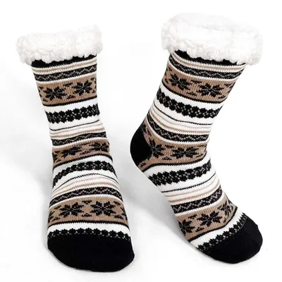 Produktbild von Haussocken Herren Winter Warme Stoppersocken mit ABS Noppen Antirutsch 1 Paar 39-46 Schwarz Kaffee