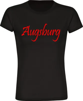 Produktbild von multifanshop Damen T-Shirt - Augsburg - Schriftzug, schwarz, Größe M