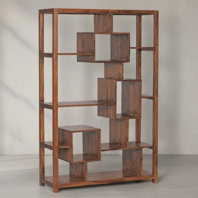 Produktbild von Bücherregal aus Sheesham-Holz, Landhaus-Stil, Ablagefächer. 115x40x180 cm | Kadima Design