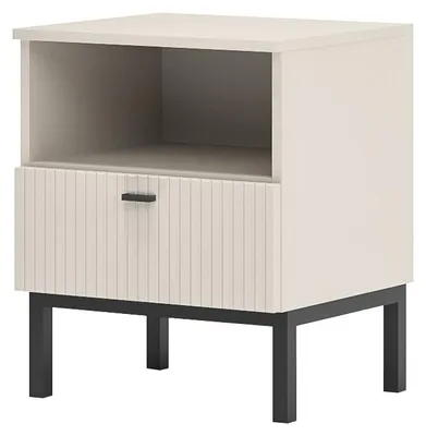 Productafbeelding van Furniture24 Nachtkastje Korfu - 75 MDF met frezingen - Kasjmier - Nachtkastje 45X52X42 Cm
