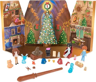 Produktbild von Wizarding World Harry Potter Magical Minis Adventskalender 2023 mit Mini-Zauberstab, 3 Spielfiguren und weiteren Überraschungen, Box, Freistehend, Mehrfarbig