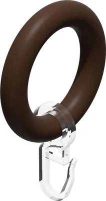 Produktbild von Interdeco Gardinenringe / Rundringe mit Faltenhaken für Gardinenstangen mit 20 mm Ø Nussbaum lackiert, Pack. 10 Stück