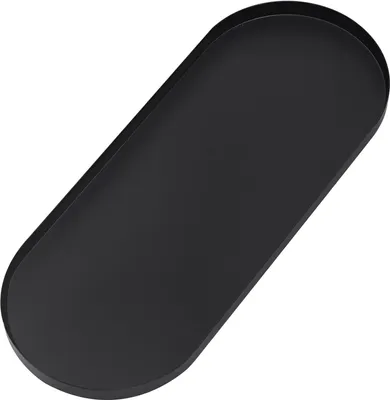Produktbild von Tablett Schwarz Deko Extra groß 38 x 15 cm, Edelstahl Serviertablett Dekoteller Ablageschale Metall für Kosmetik Schmuck Kerzen Dessert
