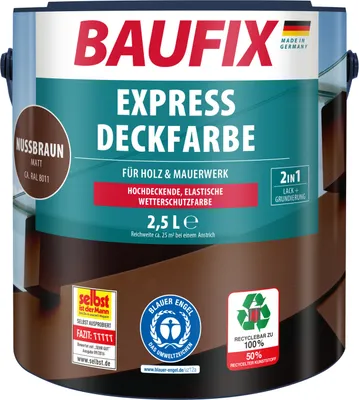 A paint can with product information and certifications.