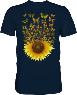 Produktbild von Sonnenblumen Schmetterling T-Shirt Gärtner Geschenk Garten – Navy / XL