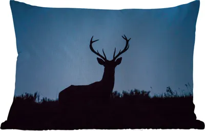 Produktbild von MuchoWow® Outdoor Kissen - Hirsch - Scherenschnitt - Himmel - 60x40 cm - Wetterfest - Lounge Kissen - Zierkissen - Kissen für Innenräume