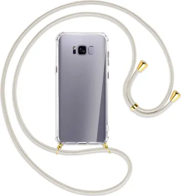 Produktbild von Handykette Backcover-Schutzhülle mit Band (Metall goldfarben) für Samsung Galaxy S8 Plus - broken white