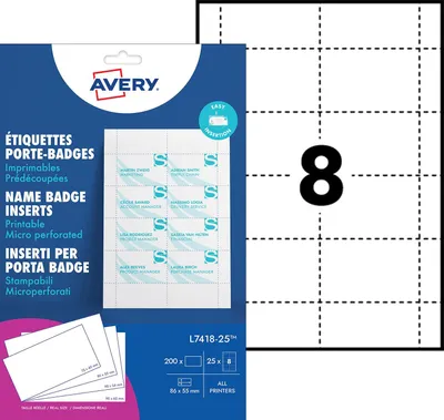 Produktbild von Avery LR7159-15, Laser-/Inkjet-Druck, A4 (210x297 mm), Matt, 25 Blätter, 125 g/m², Weiß