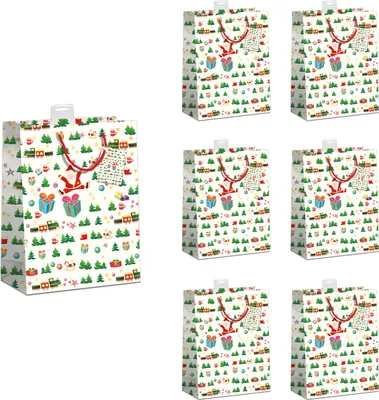 Produktbild von Weihnachten 6 Geschenktaschen, Bundle Small / CD-Format Weihnachtssymbole, mit Goldfolie 17,70€ pro Tüte 2,95€