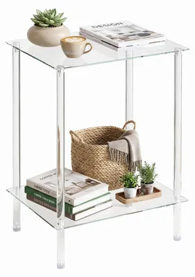Image de Table d'appoint Table basse en verre Table de chevet - Verre trempé - Transparent - Charge 20 kg - Pour salon et chambre