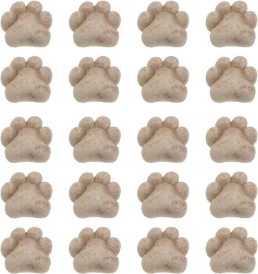 Produktbild von 20 wetterfeste Trittplatten für den Garten aus Kunstharz in Katzenpfotenform, vielseitig als dekorative Steinfiguren für Hof und Blumentöpfe verwendbar, beige