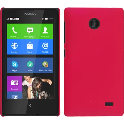 Produktbild von PhoneNatic Case kompatibel mit  Nokia X / X+ - Hülle pink gummiert Hard-case + 2 Schutzfolien
