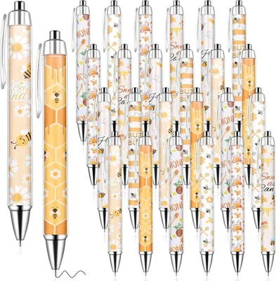 Productafbeelding van Bijenpennen geschenken inspirerende schattige - Set van 24 - Balpennen bulk motiverende medewerkerswaardering zwarte