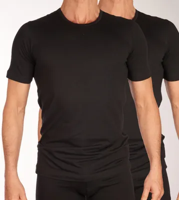 Image de Schiesser t-shirt col rond lot de 2 95/5 organic Coton shirts black hommes