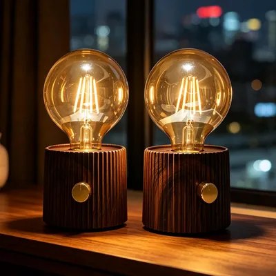 Obrázok produktu pre Sada dvoch nočných lampičiek, stmívateľná stolná lampa s otočným spínačom, vintage dizajn