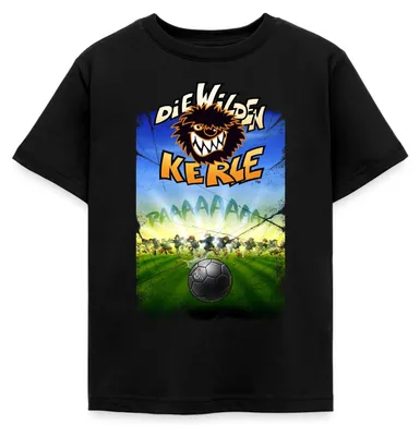 Produktbild von Spreadshirt Die Wilden Kerle Angriff Kinder T-Shirt, 122/128 (7-8 Jahre), Schwarz