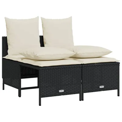Obrázek produktu pro vidaXL 4dílná zahradní sedací souprava s polštáři Black Poly Rattan