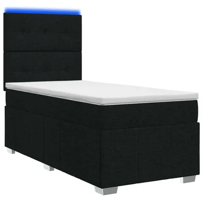 Productafbeelding van LED Boxspring Bed met Matras Zwart 80 x 200 cm Stof