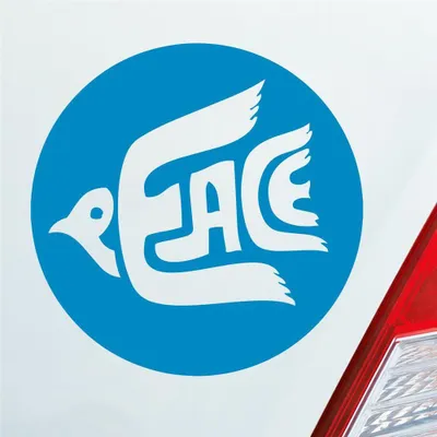 Produktbild von Auto Aufkleber Peace 70s Weltfrieden Taube Frieden 10x10 cm Hellblau Sticker Heckscheibenaufkleber