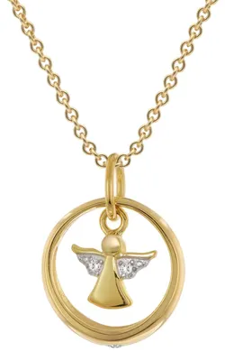 Produktbild von trendor Kinderschmuck Taufring Mit Engel Gold 333 An Vergoldeter Kette