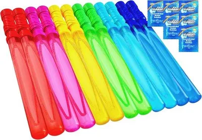 Produktbild von 12er-Pack große Blasenstangen mit konzentrierter Blasenlösung für Kinder - Ideal für Sommerfesten und Außenspiele