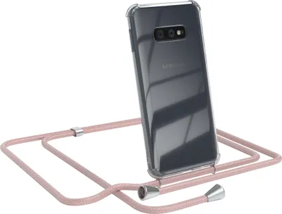 Produktbild von EAZY CASE Handykette kompatibel mit Samsung Galaxy S10e, Handyhülle mit Umhängeband, Handykordel, Schutzhülle Clear, Band in Rosa