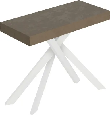 Zdjęcie produktu dla Stół konsolowy Saki w kolorze gołębiej szarości rozkładany 90x40/300 cm z białymi nogami
