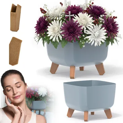 Immagine prodotto di Vaso da fiori per il cimitero Vaso decorativo su gambe Fiori grigio 24 cm