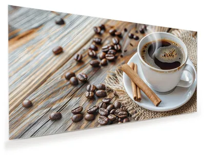 Produktbild von Glasbild 80x40cm in XXL für Wohnzimmer, Schlafzimmer Motiv Kaffee und Zimt