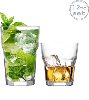 Produktbild von Lav Aras Cocktail Longdrink Gläser Tumbler Gläser + Whisky Tumbler – Set von 12