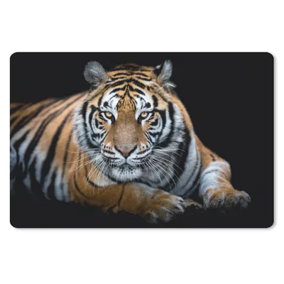 Produktbild von MuchoWow® Schreibtischunterlage Porträt - Tiger - Schwarz 60x40 cm - XXL Mauspad - Großes Mauspad