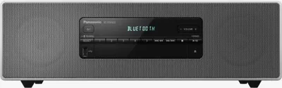 A front view of a Panasonic SC-DM502E-W micro music system on a white background.