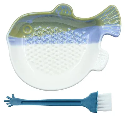 Keramik-Knoblauchrasp, Fischform, 12x9x3 cm, spülmaschinenfest