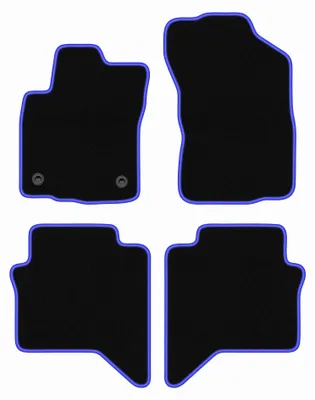 Productafbeelding van Velours automatten voor Toyota Hilux VIII vanaf 2015 – 4-delig, zwart/blauw, op maat – Wielganizator CARLUX
