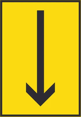 Produktbild von Richtungspfeil runter Schild hochkant schwarz gelb Pfeil A6 (105x148mm)