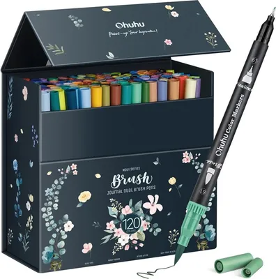 Obrázek produktu pro Akvarelové fixy OHUHU Aqua Brush Marker, 120 ks
