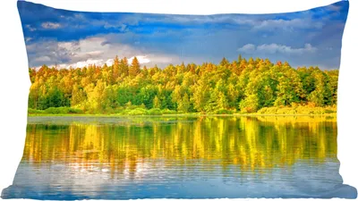 Produktbild von MuchoWow® Zierkissen Sofakissen Wohnzimmer Dekokissen 60x40 cm Wasser - Natur - Wald - Kopfkissen - Polster mit Foto