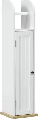 Produktbild von Badezimmerschrank - Hochschrank Standregal - 20x20x80 cm - Verstellbare Einlegeböden - WC-Papierhalter - Weiß
